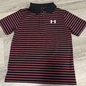 Like 🆕 Under Armour Youth Polo in Black with red/white stripes, Size M